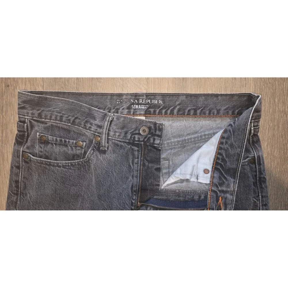 Mens Banana Republic Denim Jeans 33 X 34 Straight Leg black fade rinse Cotton